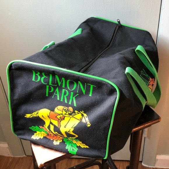 Vintage Horse Racing Duffel Belmont - Picture 1 of 7